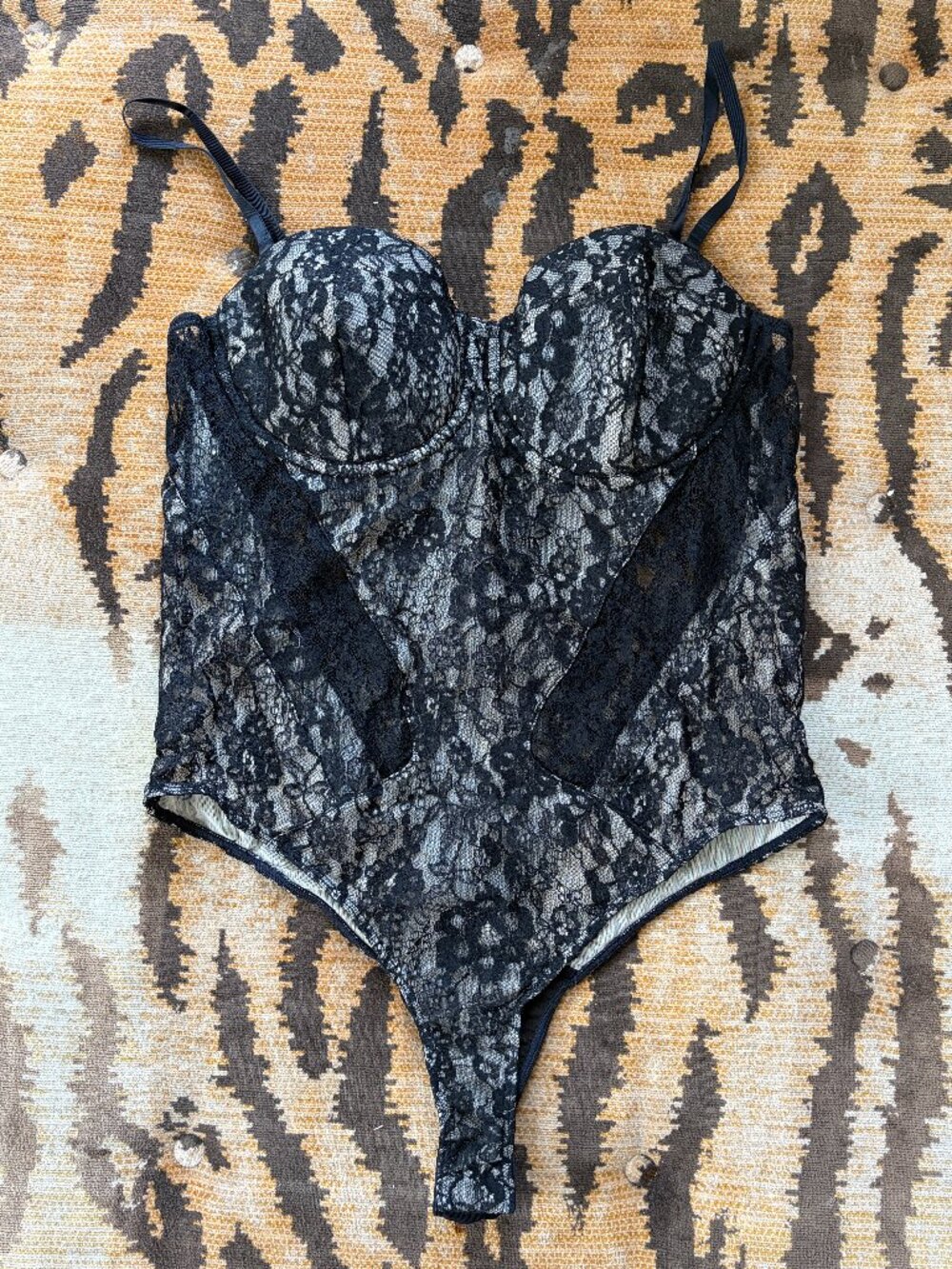 Kiki De Montparnasse, Black/Nude Lace Bodysuit, XL, NWT